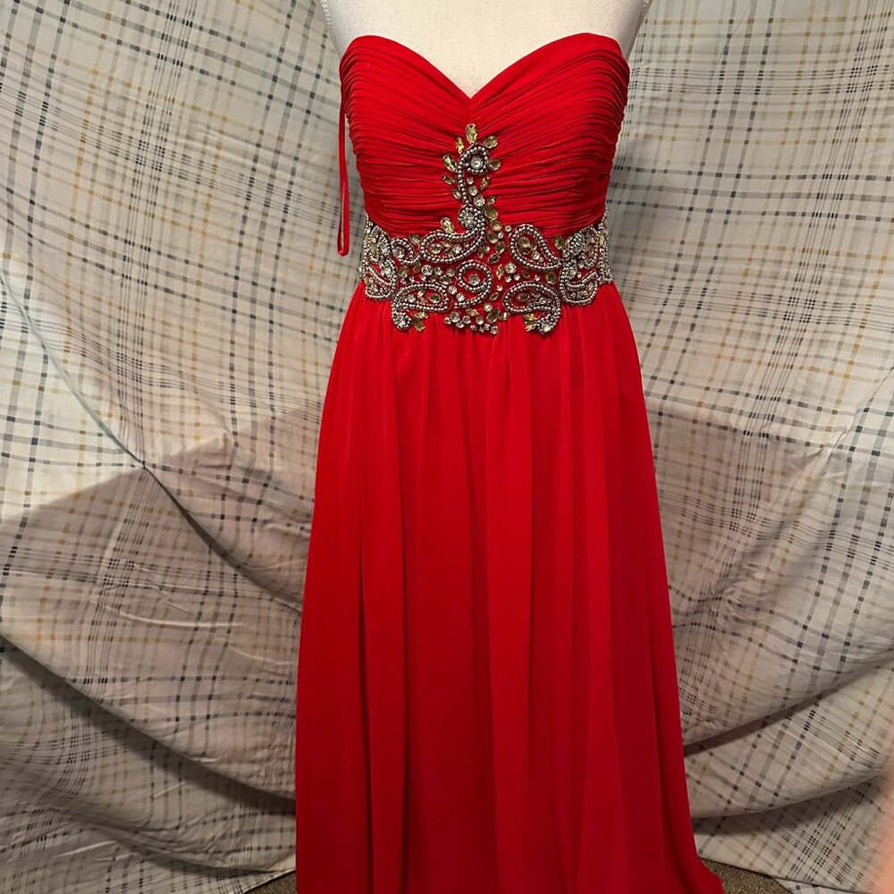Strapless Beaded RED Crimson Dress